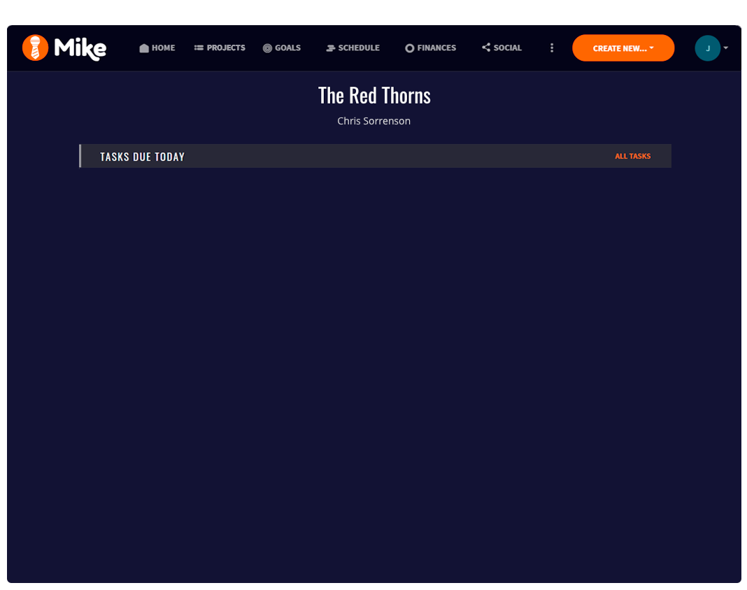 Mike App enables you to create projects and tasks